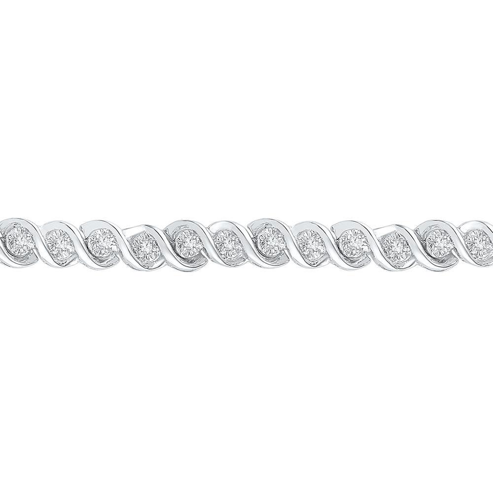 Sparkling Elegance: 10kt White Gold Diamond Tennis Bracelet 1/2 Cttw - Splendid Jewellery
