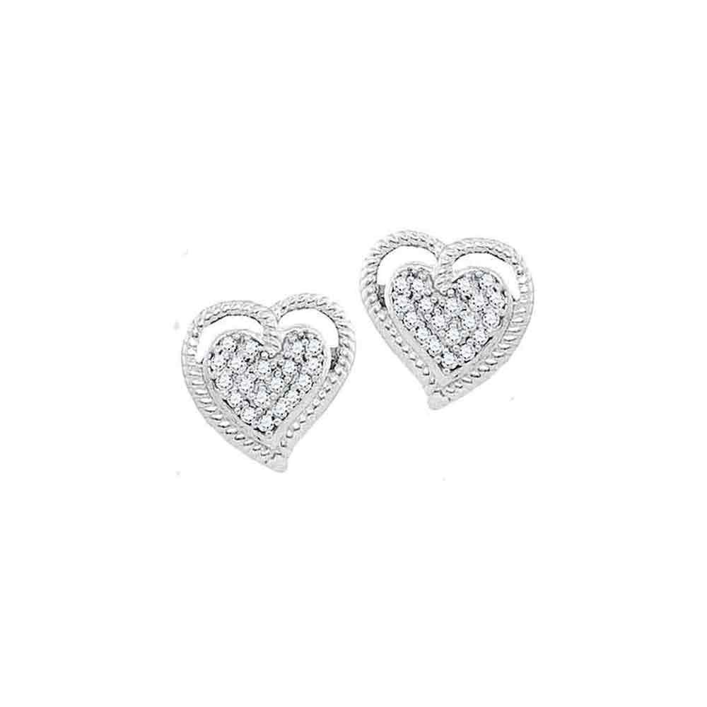 Sparkling Heart Cluster Diamond Earrings - 10kt White Gold Women's Jewelry - Splendid Jewellery