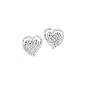 Sparkling Heart Cluster Diamond Earrings - 10kt White Gold Women's Jewelry - Splendid Jewellery