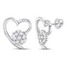 Sparkling Heart - Shaped Diamond Earrings in 10kt White Gold - Splendid Jewellery
