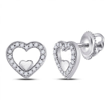 Load image into Gallery viewer, Sparkling Love: 10kt White Gold Diamond Heart Earrings - Splendid Jewellery