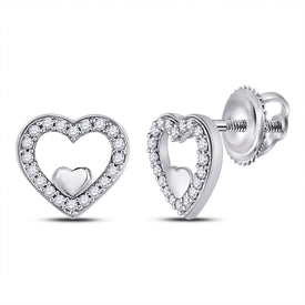Sparkling Love: 10kt White Gold Diamond Heart Earrings - Splendid Jewellery