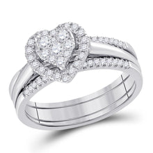 Load image into Gallery viewer, Sparkling Love: 10kt White Gold Heart Diamond Bridal Wedding Ring Set - Splendid Jewellery