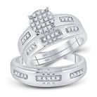 Sparkling Love: 10kt White Gold His Hers Round Diamond Cluster Wedding Set - Splendid Jewellery