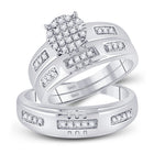 Sparkling Love: 10kt White Gold His Hers Round Diamond Cluster Wedding Set - Splendid Jewellery