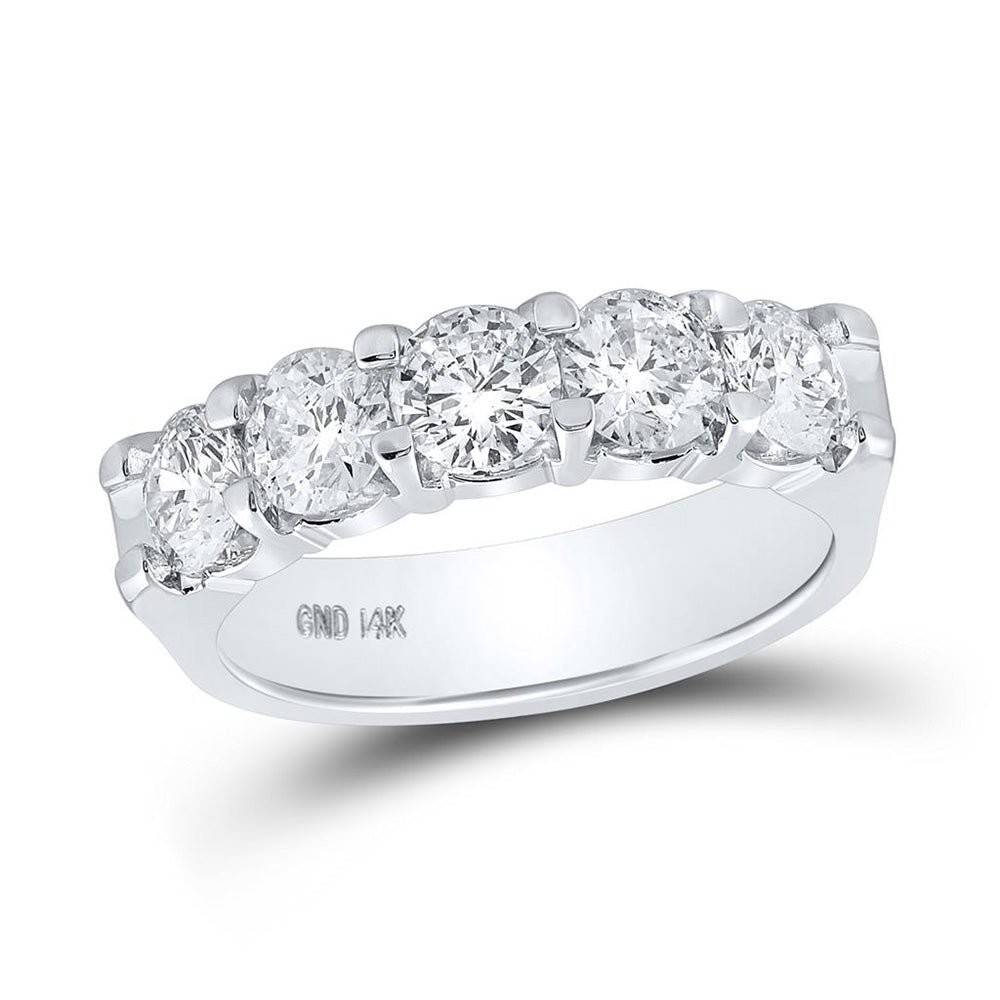 Sparkling Love: 14kt White Gold 5 - Stone Diamond Wedding Band - Splendid Jewellery