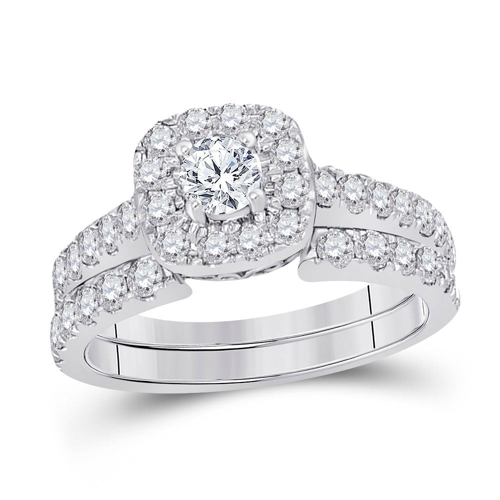 Sparkling Love: 14kt White Gold Diamond Bridal Wedding Ring Band Set - Splendid Jewellery