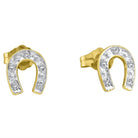 Sparkling Luck: 10kt Yellow Gold Womens Round Diamond Horseshoe Earrings - Splendid Jewellery