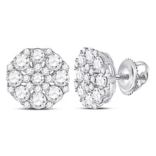 Load image into Gallery viewer, Sparkling Octagon Cluster Diamond Earrings in 14kt White Gold - Splendid Jewellery