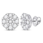 Sparkling Octagon Cluster Diamond Earrings in 14kt White Gold - Splendid Jewellery