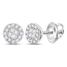 Sparkling Princess Round Diamond Cluster Earrings in 10kt White Gold - Splendid Jewellery