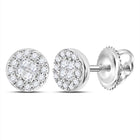 Sparkling Princess Round Diamond Cluster Earrings in 10kt White Gold - Splendid Jewellery