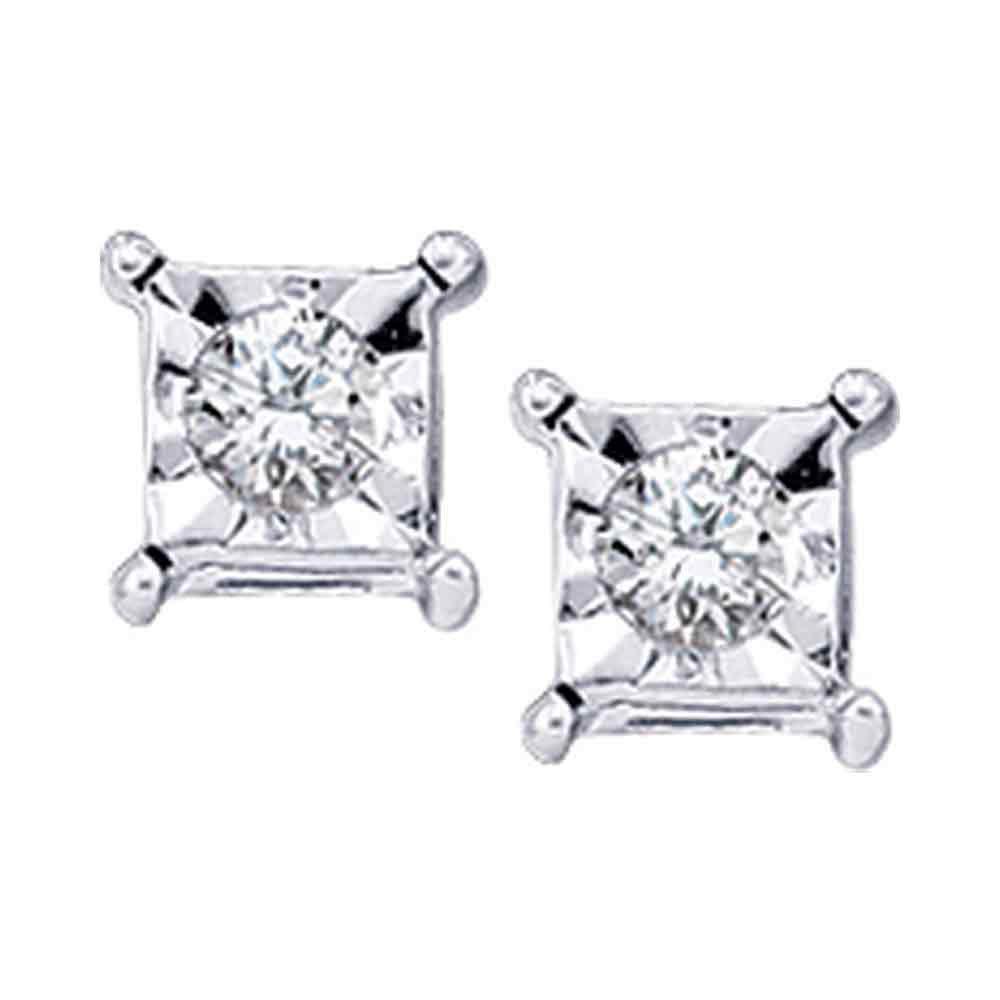 Sparkling Solitaire Diamond Earrings in 10kt White Gold - Splendid Jewellery