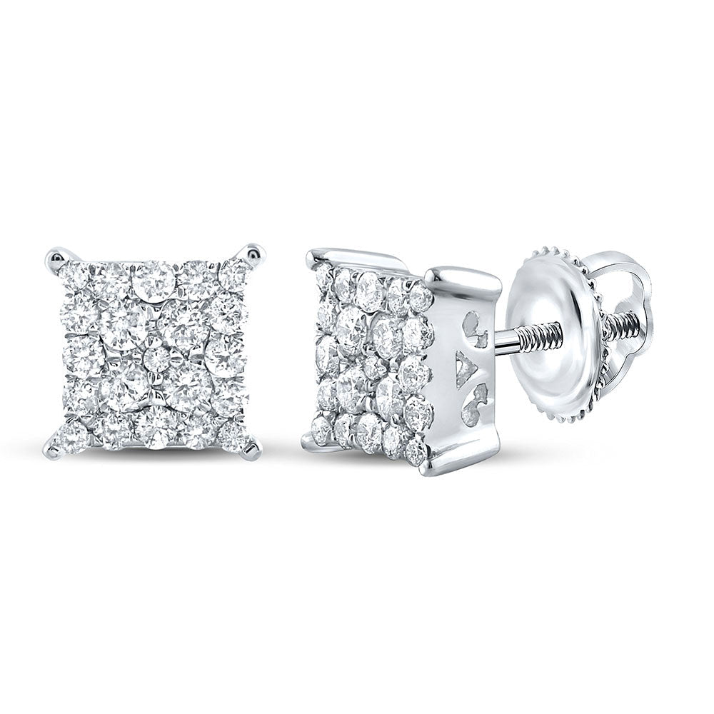Sparkling Square Diamond Earrings in 10kt White Gold - Splendid Jewellery