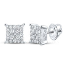 Sparkling Square Diamond Earrings in 10kt White Gold - Splendid Jewellery