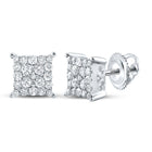 Sparkling Square Diamond Earrings in 10kt White Gold - Splendid Jewellery
