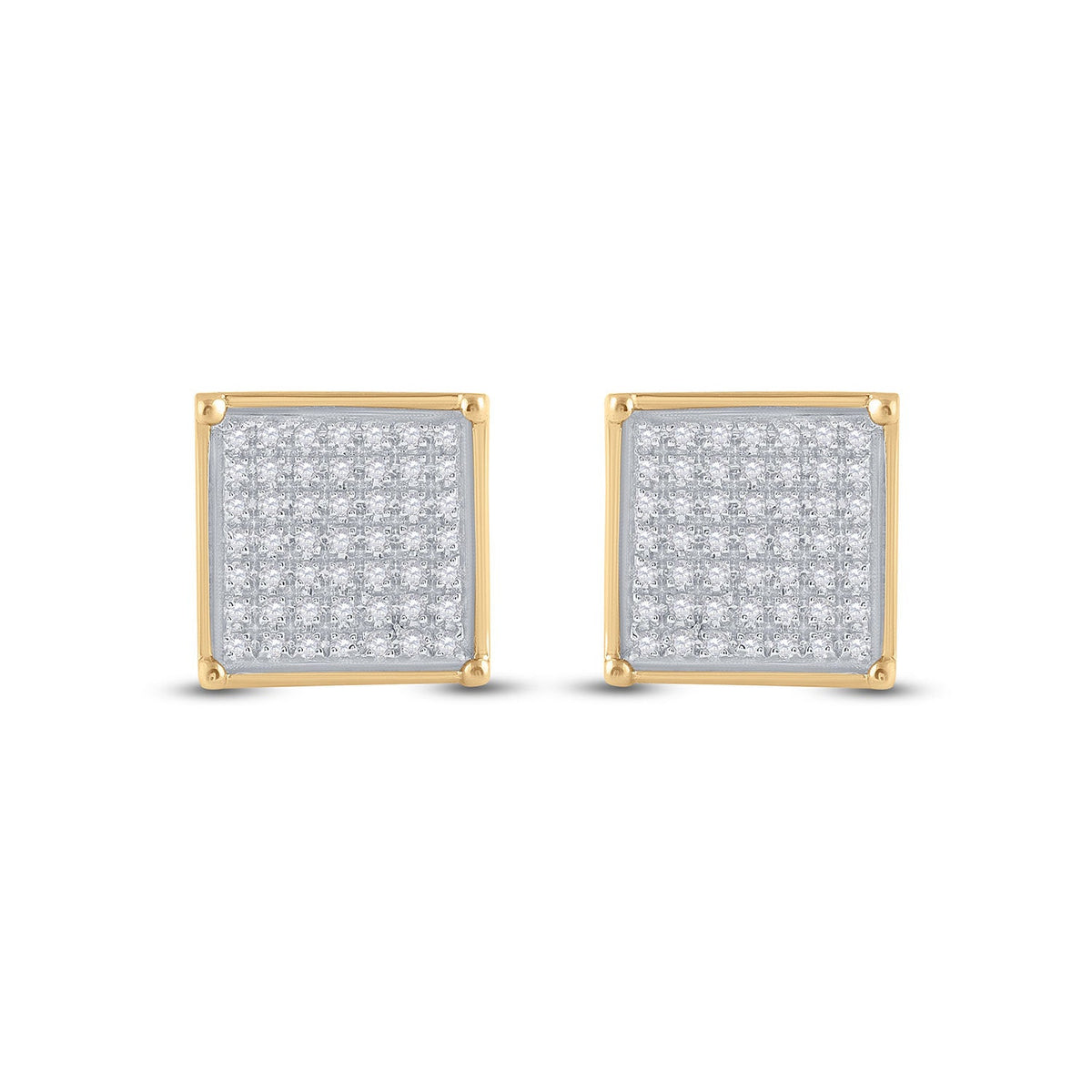 Sparkling Square Diamond Earrings in 10kt Yellow Gold - Splendid Jewellery