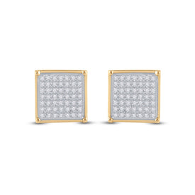 Sparkling Square Diamond Earrings in 10kt Yellow Gold - Splendid Jewellery