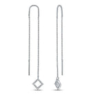 Sparkling Square Diamond Threader Earrings in 10kt White Gold - Splendid Jewellery
