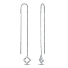 Sparkling Square Diamond Threader Earrings in 10kt White Gold - Splendid Jewellery