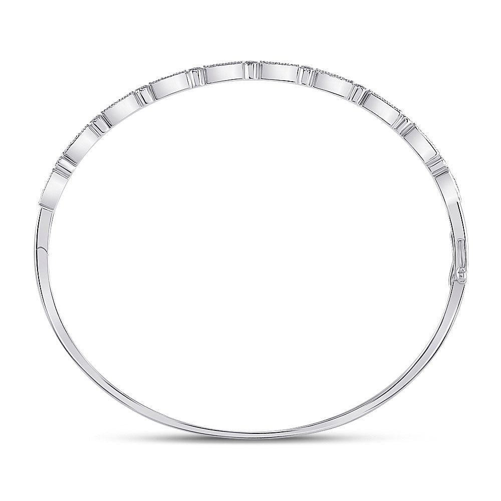 Sparkling White Gold Diamond Stackable Bangle Bracelet - 1/2 Carat Total Weight - Splendid Jewellery