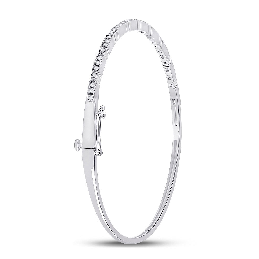 Sparkling White Gold Diamond Stackable Bangle Bracelet - 1/2 Carat Total Weight - Splendid Jewellery