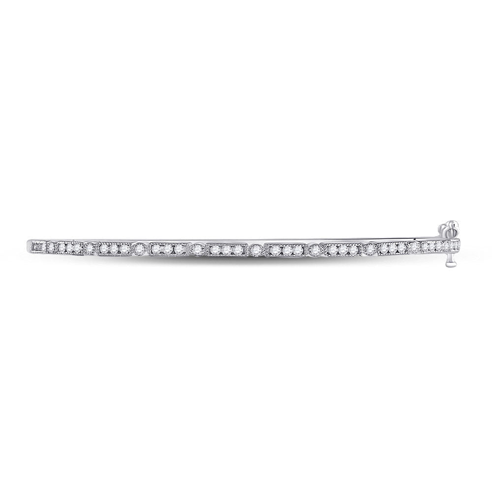 Sparkling White Gold Diamond Stackable Bangle Bracelet - 1/2 Carat Total Weight - Splendid Jewellery