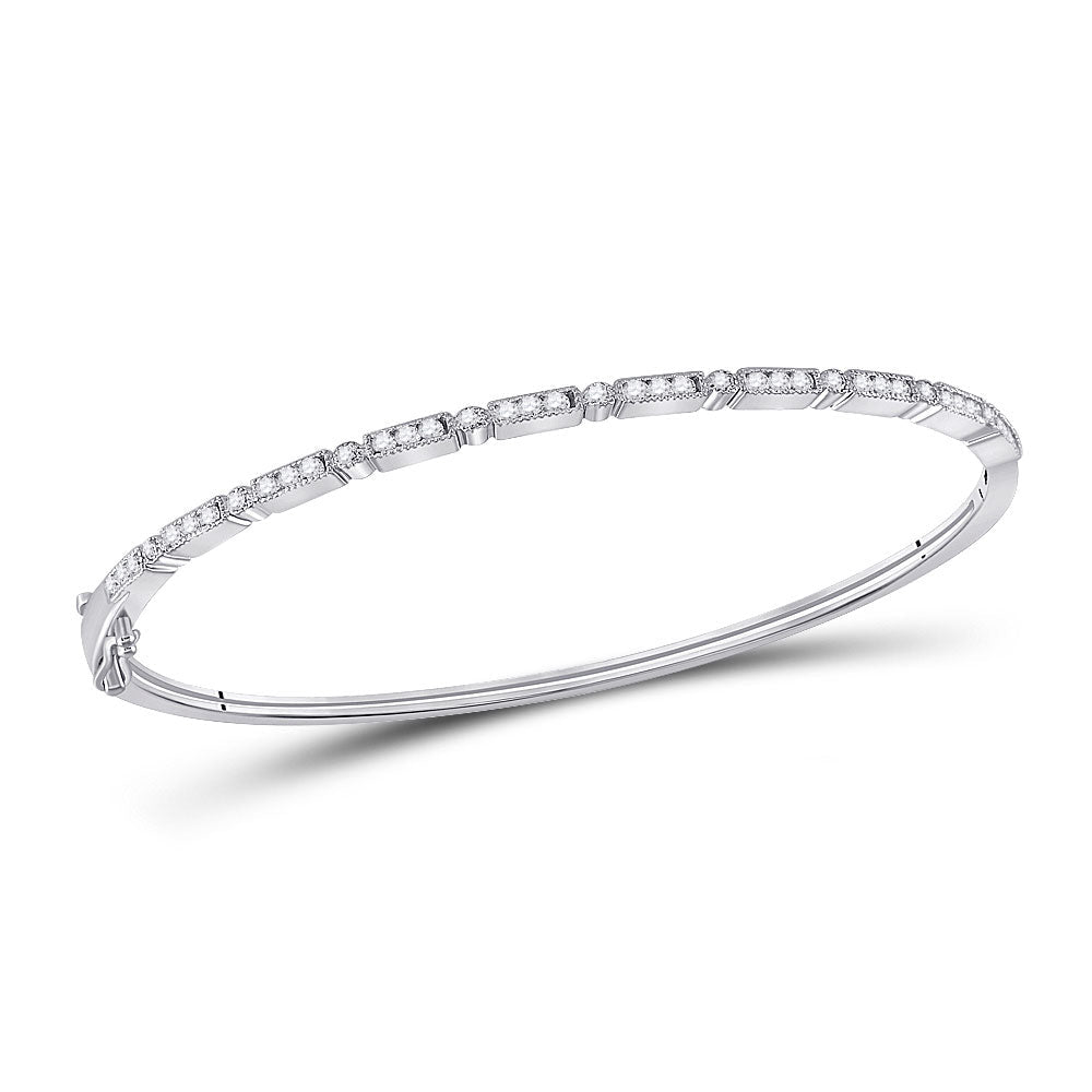 Sparkling White Gold Diamond Stackable Bangle Bracelet - 1/2 Carat Total Weight - Splendid Jewellery