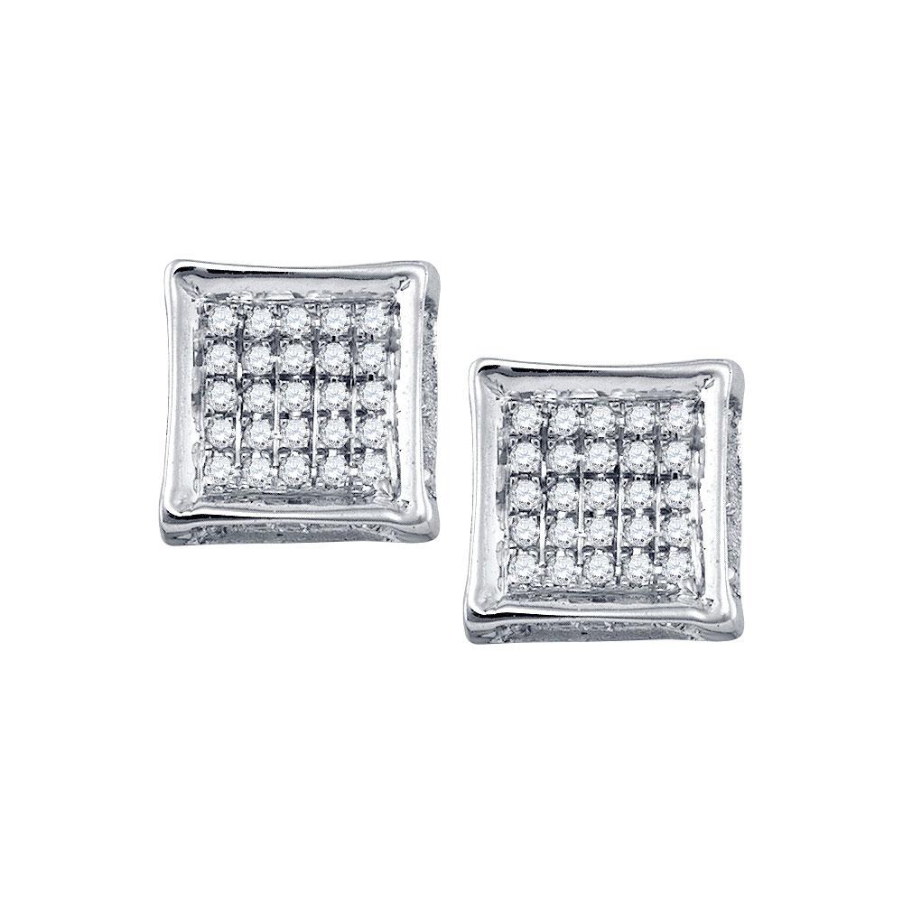 Sparkling White Gold Square Diamond Earrings for Men - 1/8 Cttw - Splendid Jewellery