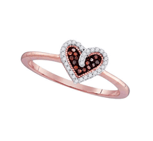 Load image into Gallery viewer, Sparkly Heart Shaped Diamond Ring With Rose Gold and Red Diamond Splendid Jewellery