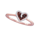 Sparkly Heart Shaped Diamond Ring With Rose Gold and Red Diamond Splendid Jewellery