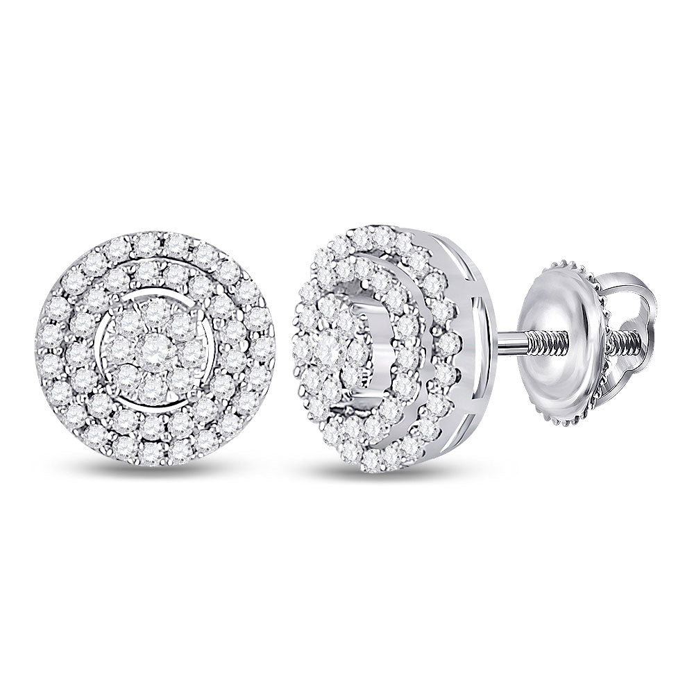 Splendid Jewellery 10kt White Gold Diamond Cluster Circle Earrings - Radiant Brilliance Collection - Splendid Jewellery