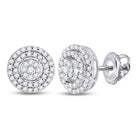 Splendid Jewellery 10kt White Gold Diamond Cluster Circle Earrings - Radiant Brilliance Collection - Splendid Jewellery