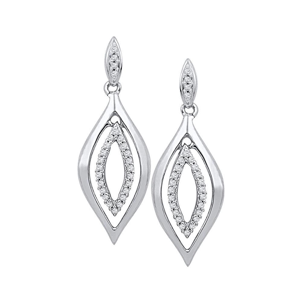 Splendid Jewellery 10kt White Gold Diamond Double Oval Dangle Earrings - Splendid Jewellery
