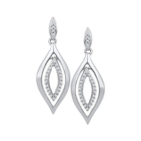 Splendid Jewellery 10kt White Gold Diamond Double Oval Dangle Earrings - Splendid Jewellery