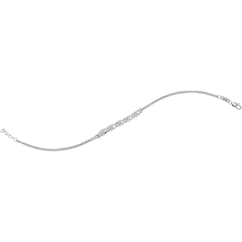 Splendid Jewellery 10kt White Gold Diamond Flower Cluster Fashion Bracelet - 1/4 Cttw - Splendid Jewellery