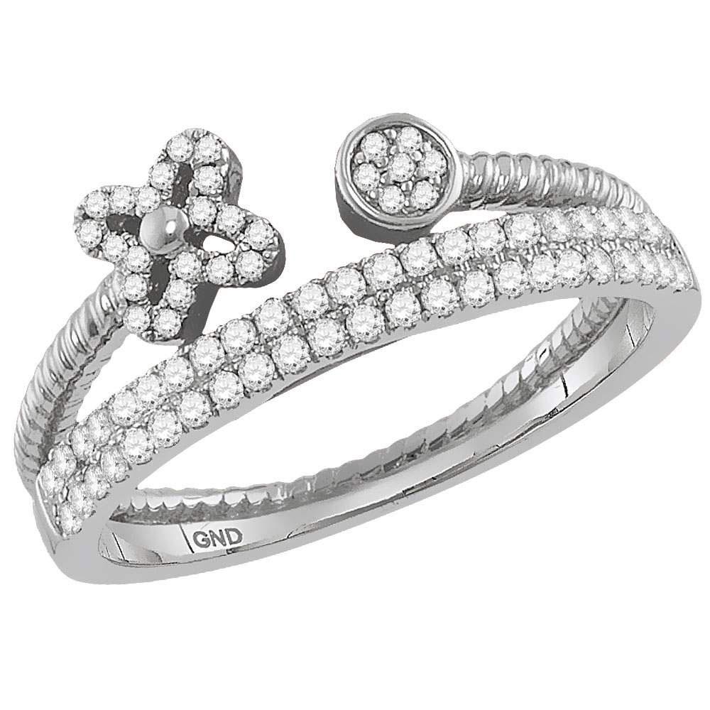 Splendid Jewellery 10kt White Gold Diamond Flower Stackable Band Ring - Splendid Jewellery