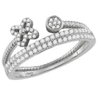 Splendid Jewellery 10kt White Gold Diamond Flower Stackable Band Ring - Splendid Jewellery