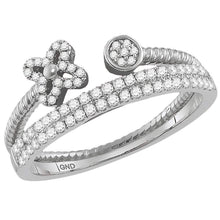 Load image into Gallery viewer, Splendid Jewellery 10kt White Gold Diamond Flower Stackable Band Ring - Splendid Jewellery