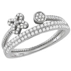 Splendid Jewellery 10kt White Gold Diamond Flower Stackable Band Ring - Splendid Jewellery