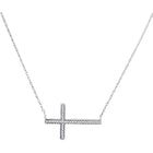 Splendid Jewellery 10kt White Gold Diamond Horizontal Cross Pendant Necklace - Splendid Jewellery