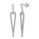 Splendid Jewellery 10kt White Gold Diamond Oblong Heart Dangle Earrings - Splendid Jewellery