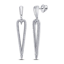 Load image into Gallery viewer, Splendid Jewellery 10kt White Gold Diamond Oblong Heart Dangle Earrings - Splendid Jewellery
