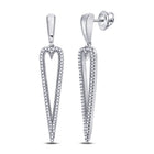 Splendid Jewellery 10kt White Gold Diamond Oblong Heart Dangle Earrings - Splendid Jewellery
