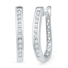 Splendid Jewellery 10kt White Gold Diamond Slender Oblong Hoop Earrings - Splendid Jewellery
