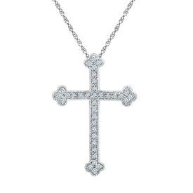 Splendid Jewellery 10kt White Gold Gothic Cross Pendant with Round Diamond Accents - Splendid Jewellery