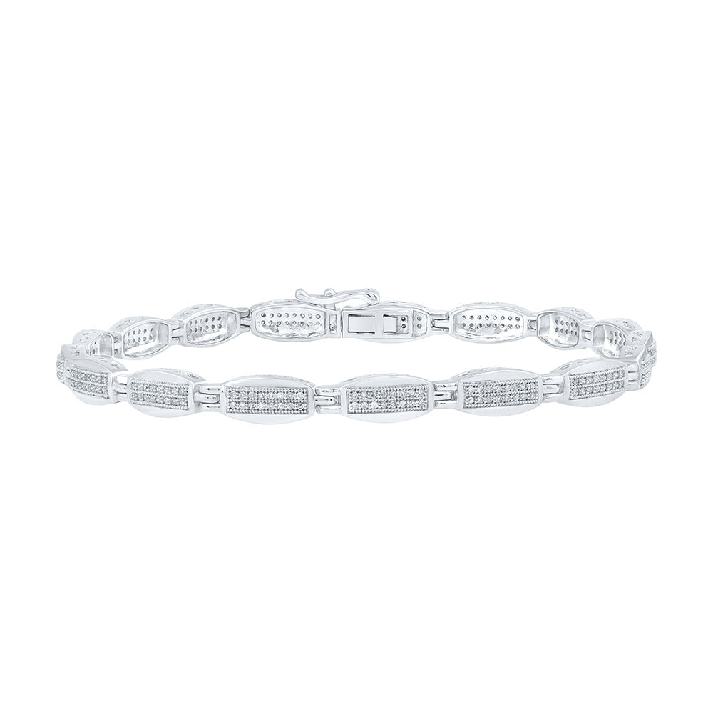 Splendid Jewellery 10kt White Gold Men's Diamond Link Bracelet - 3/4 Ct.t.w. - Splendid Jewellery