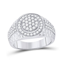 Load image into Gallery viewer, Splendid Jewellery 10kt White Gold Men's Round Diamond Cluster Ring - 1 - 3/8 Cttw - Splendid Jewellery