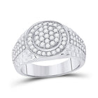 Splendid Jewellery 10kt White Gold Men's Round Diamond Cluster Ring - 1 - 3/8 Cttw - Splendid Jewellery