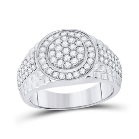 Splendid Jewellery 10kt White Gold Men's Round Diamond Cluster Ring - 1 - 3/8 Cttw - Splendid Jewellery